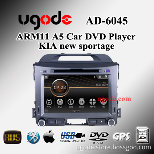 8" Ugode in dash car dvd GPS for Kia new sportage